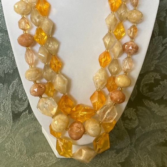 1960's Three Strand Bead Necklace - Picture 3 of 7